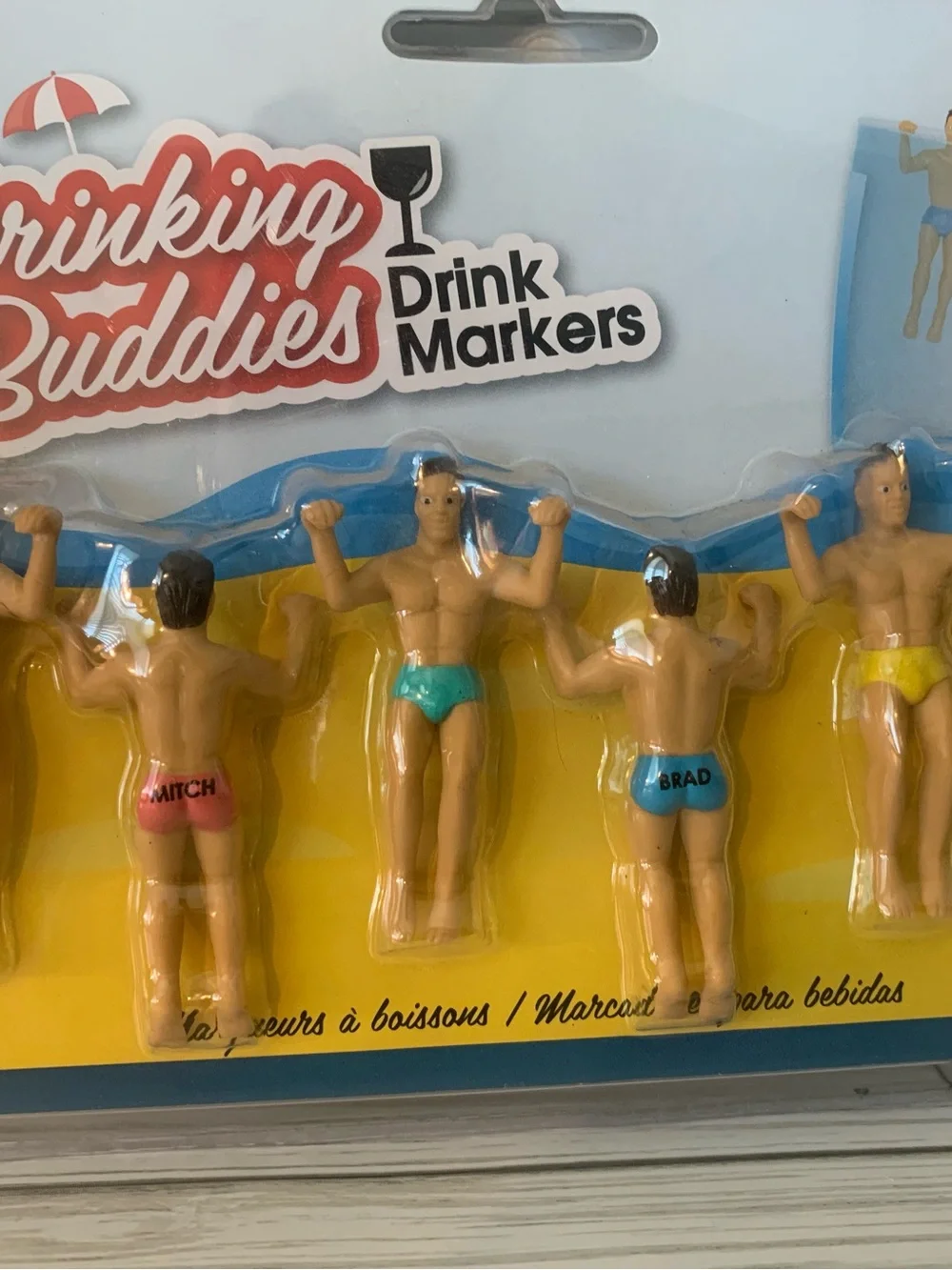 Drinking Buddies Clip-On Drink Markers - Assorted Mitch Brad Josh